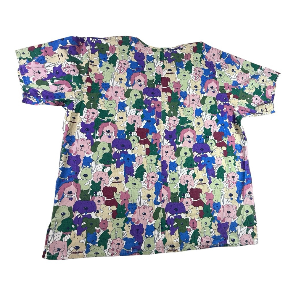 Soft Scrubs Women’s XL Dog Print V-Neck Scrub Top Nurse Vet Tech Uniform Cute - Picture 4 of 5